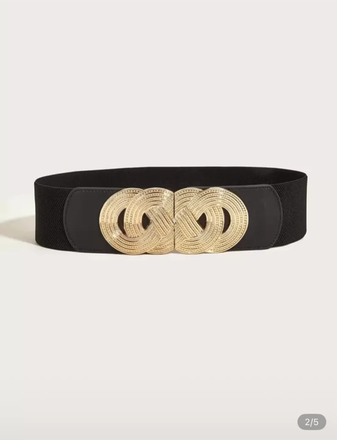 Black Elastic Belt with Gold Buckle image indicator(2)