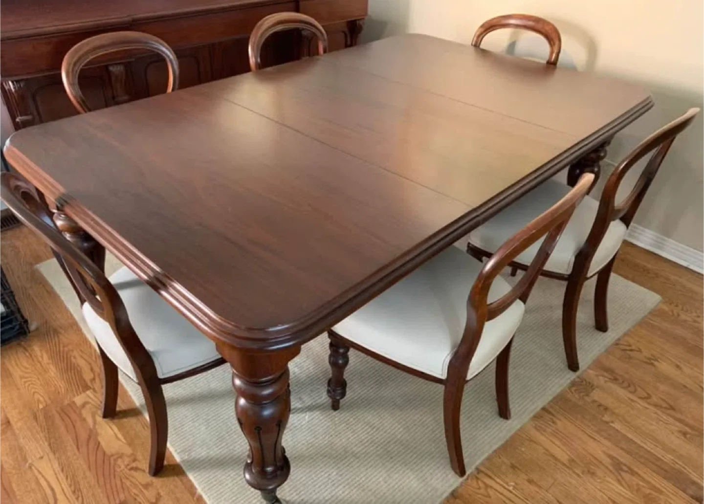 Dark Wood Dining Table with 6 Chairs thumbnail