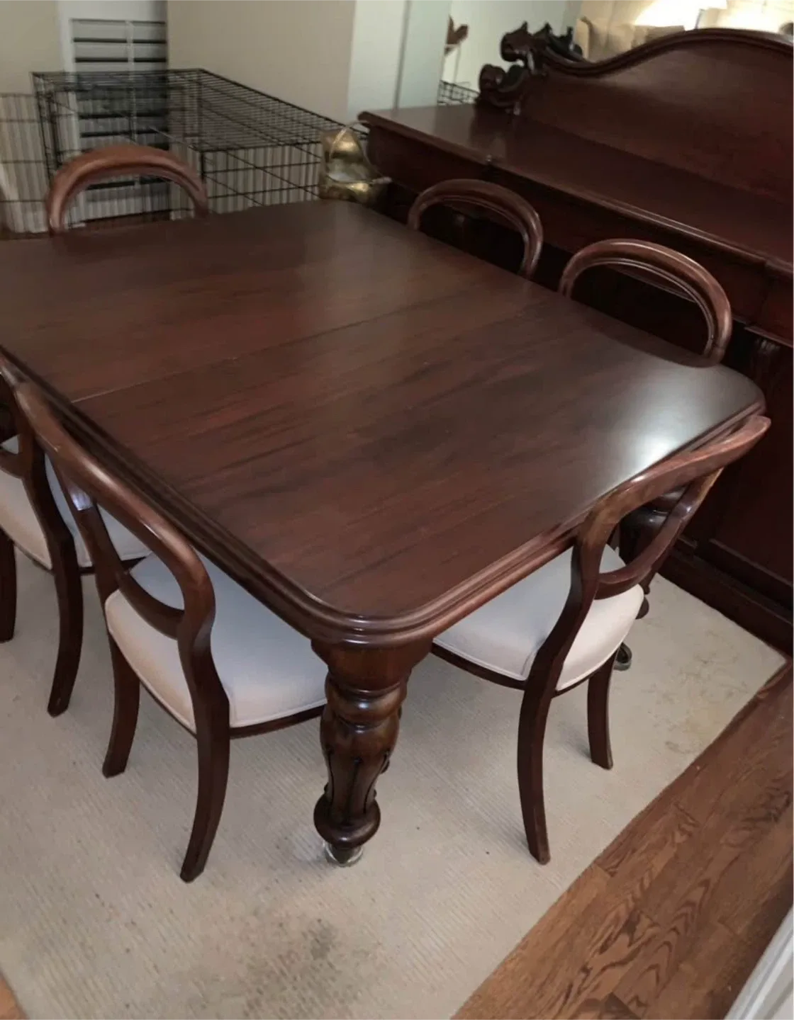 Dark Wood Dining Table with 6 Chairs image indicator(3)