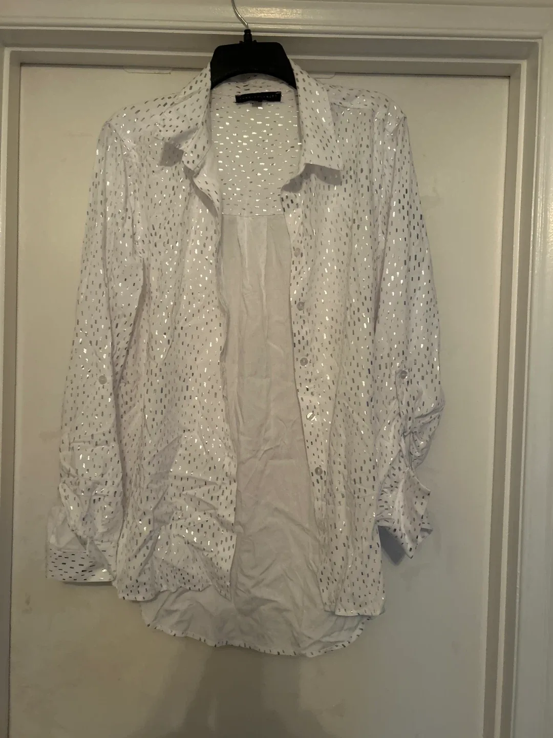 Jane + Delancey White Silver Blouse - XL thumbnail