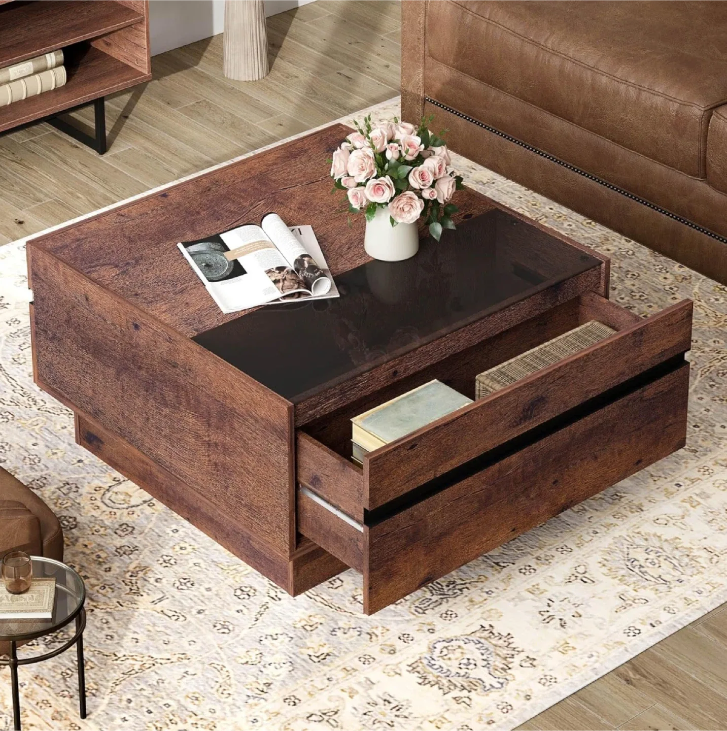 Wampat Brown Lift Top Coffee Table with Drawers thumbnail