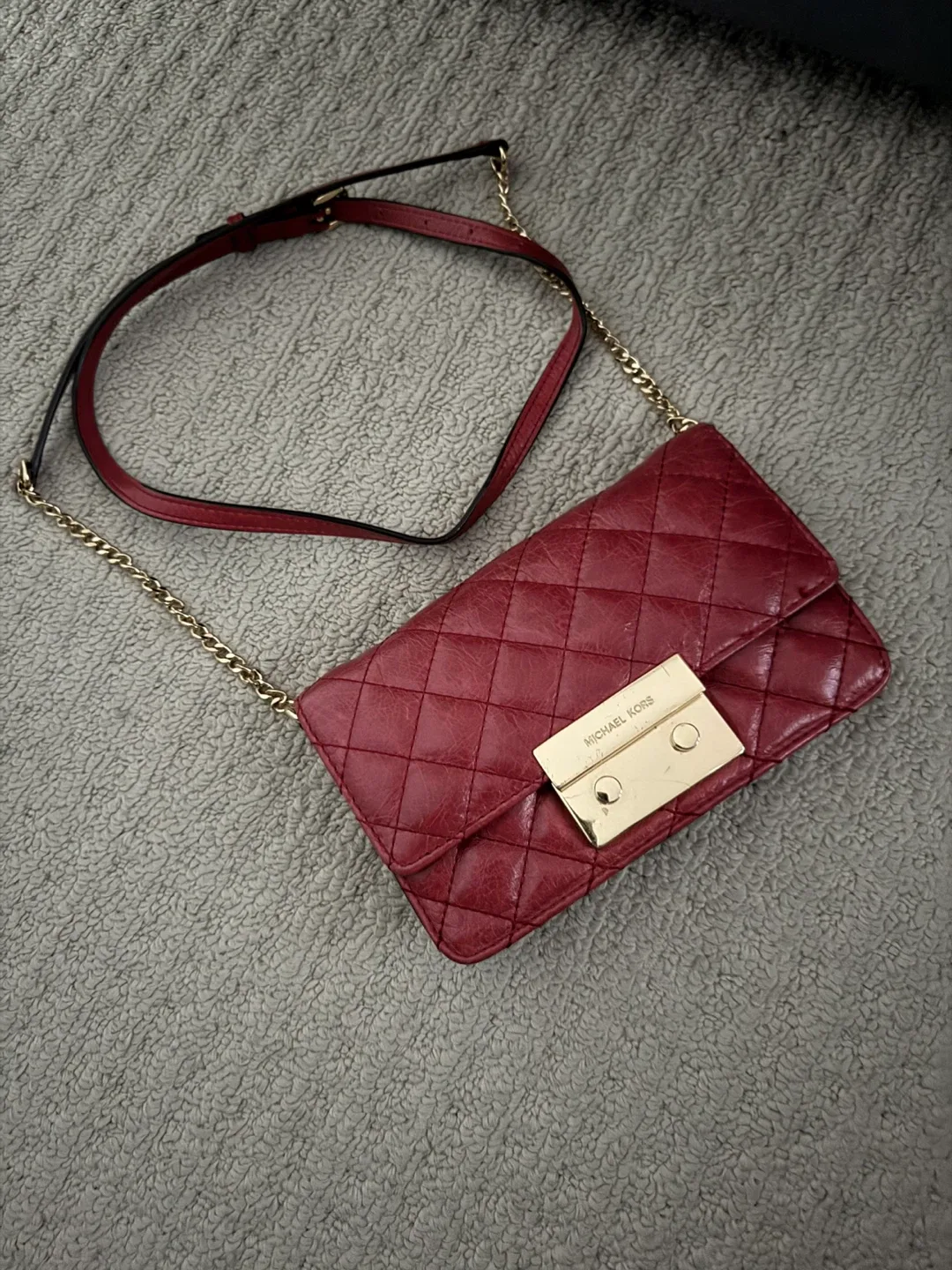 Michael Kors Red Leather Crossbody Bag thumbnail