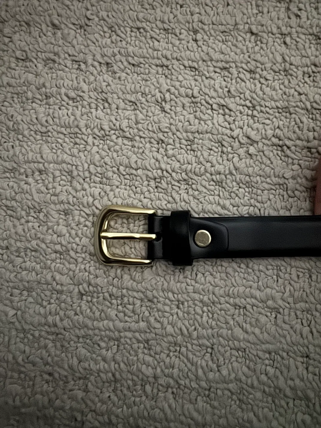 Black Leather Belt with Gold Buckle image indicator(2)