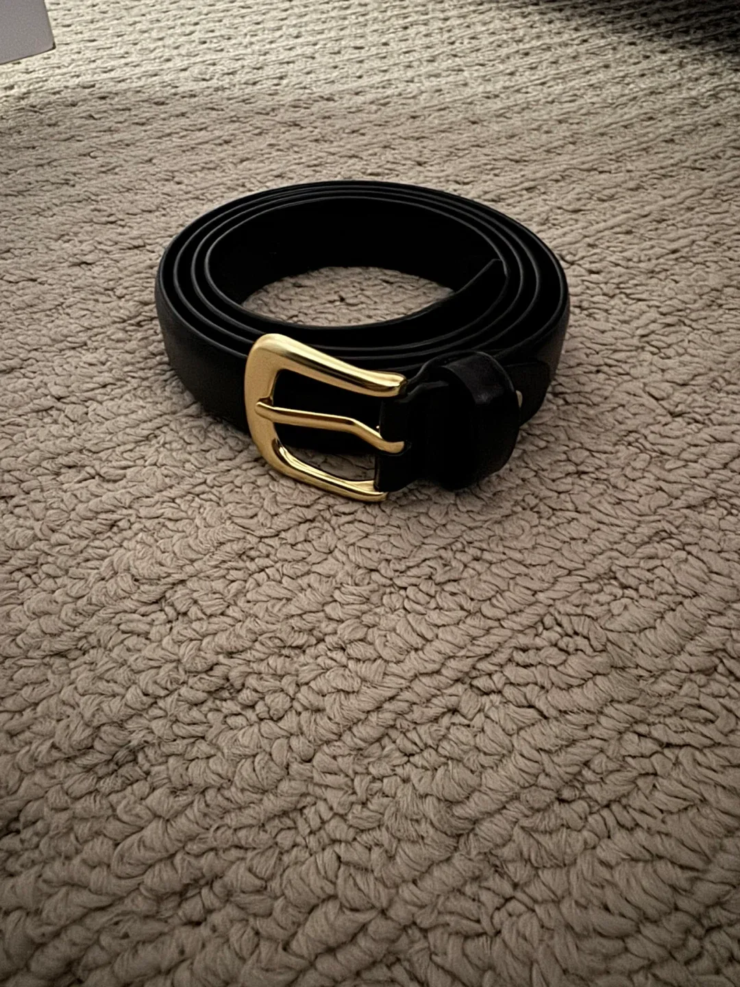 Black Leather Belt with Gold Buckle thumbnail