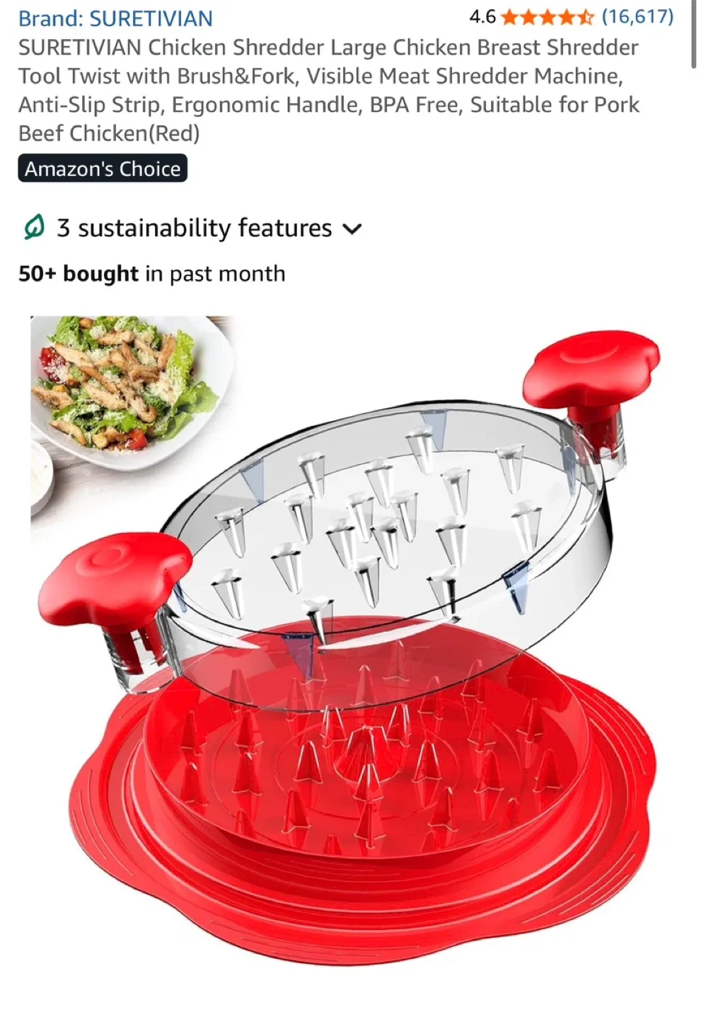 SURETIVIAN Chicken Shredder - Red thumbnail