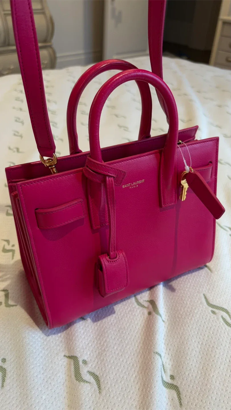 Saint Laurent Nano Sac De Jour Pink Leather Bag image indicator(3)