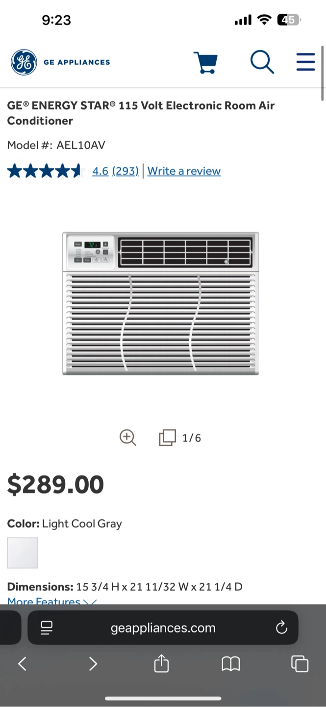 GE Energy Star 115V Room Air Conditioner - photo 2