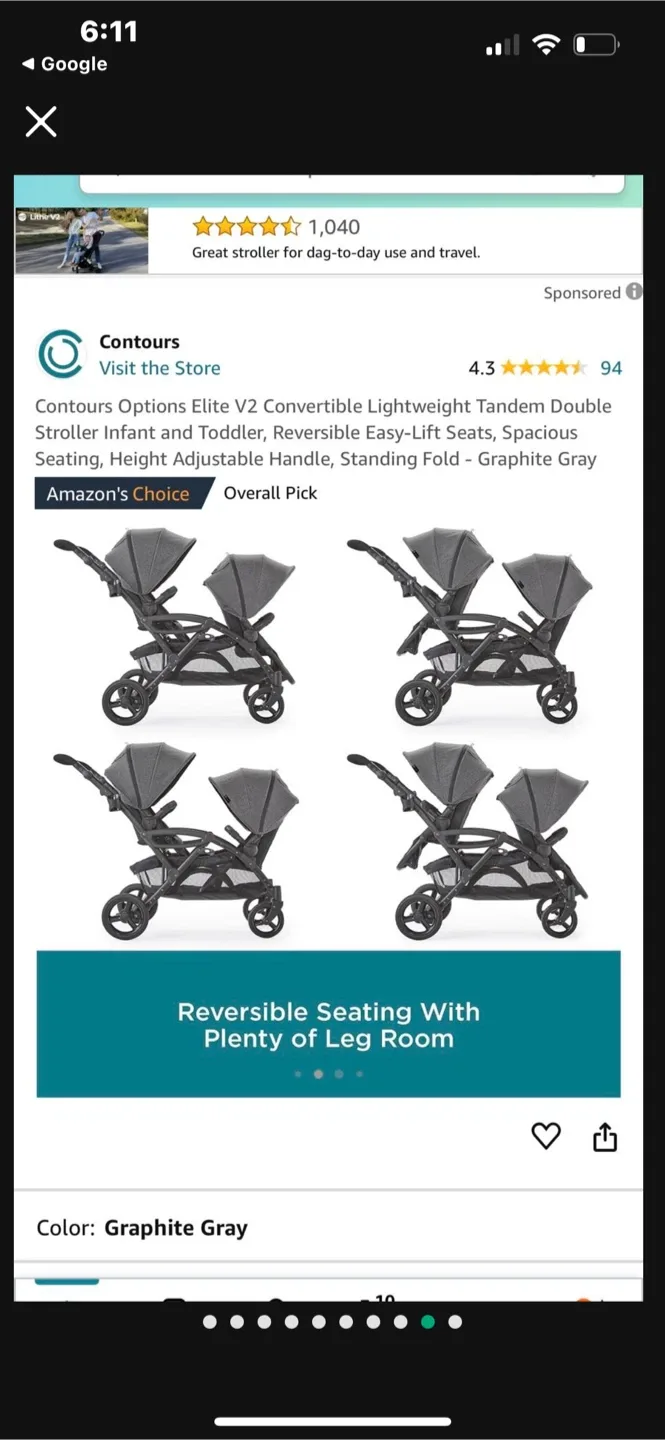 Contours Options Elite V2 Double Stroller - Graphite Gray image indicator(5)
