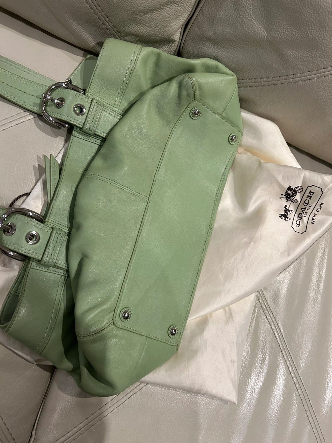 Coach Leather Handbag - Light Green - photo 4