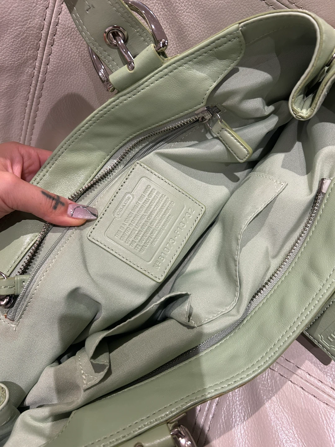 Coach Leather Handbag - Light Green - photo 3