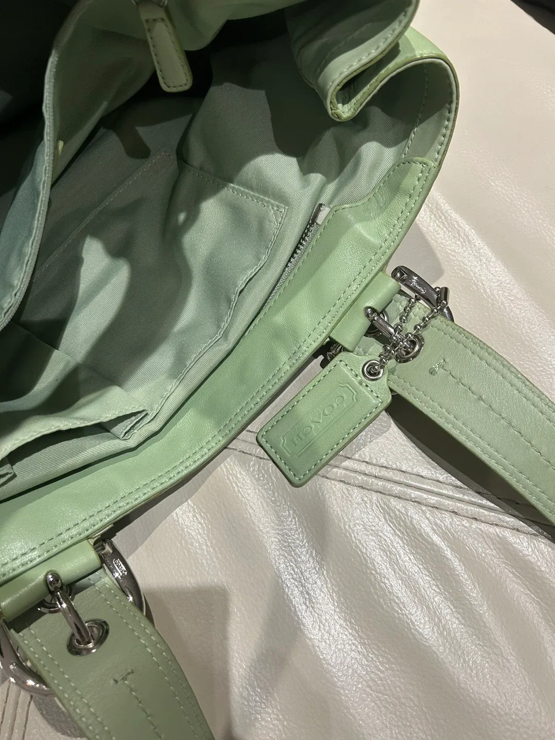 Coach Leather Handbag - Light Green image indicator(2)