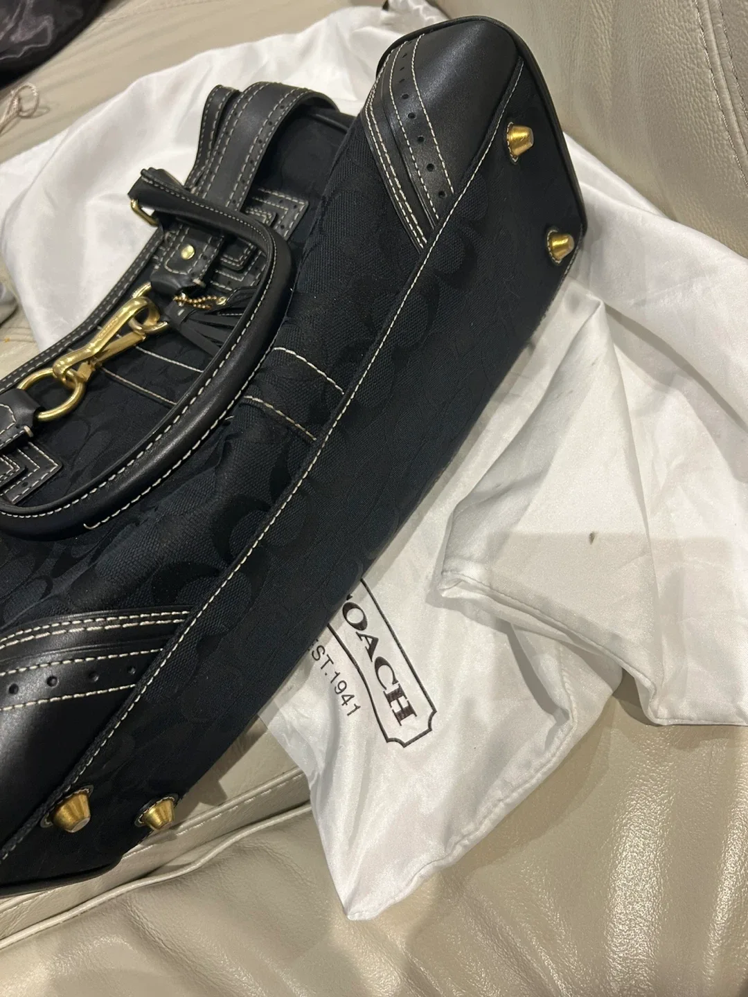 Coach Black Signature Satchel image indicator(6)