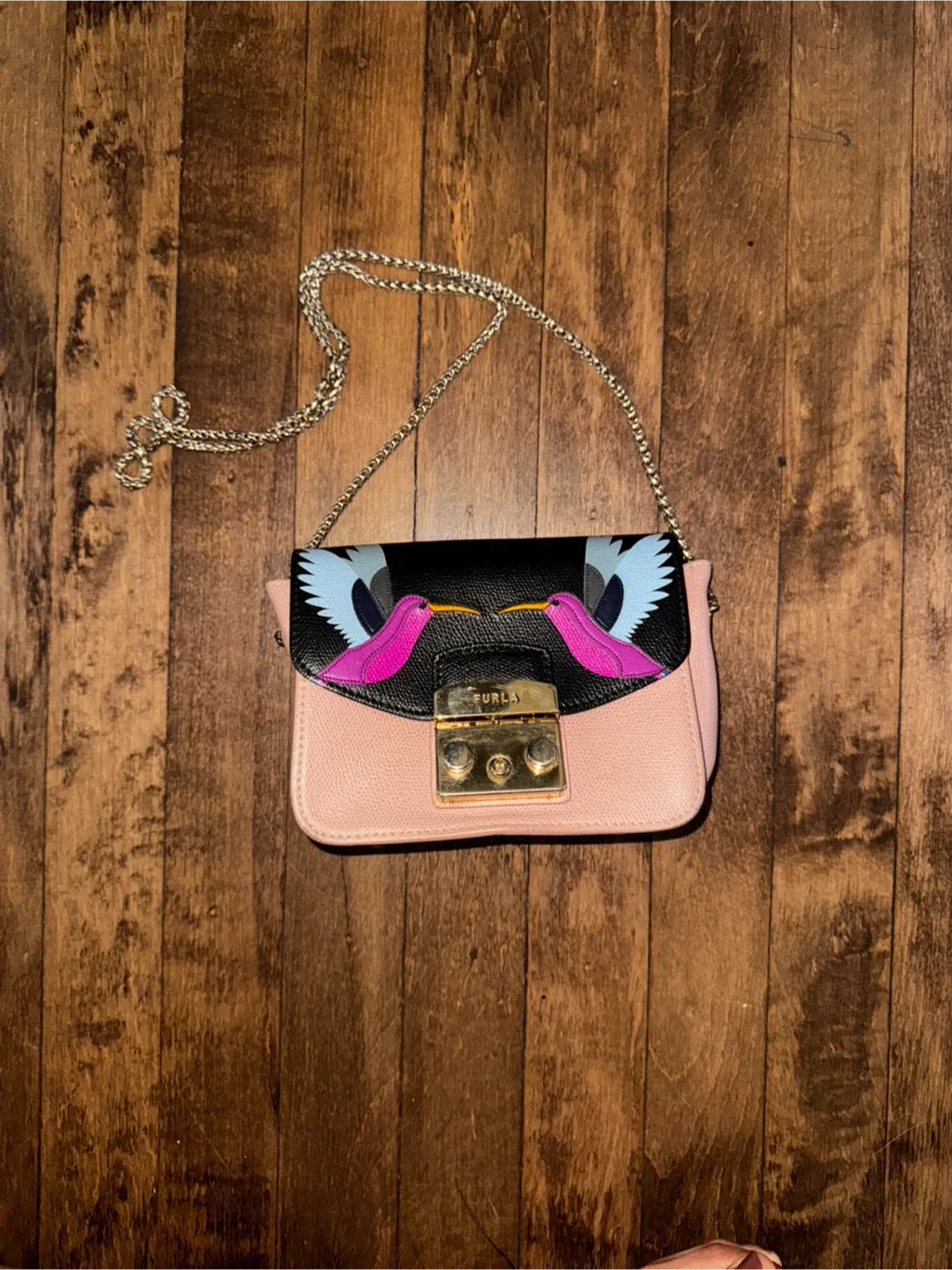 Furla Pink Leather Shoulder Bag thumbnail