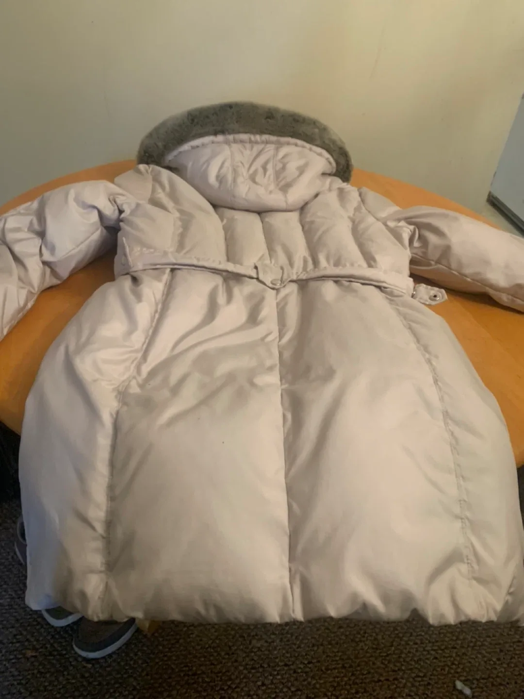 Beige Winter Coat with Faux Fur Hood image indicator(2)