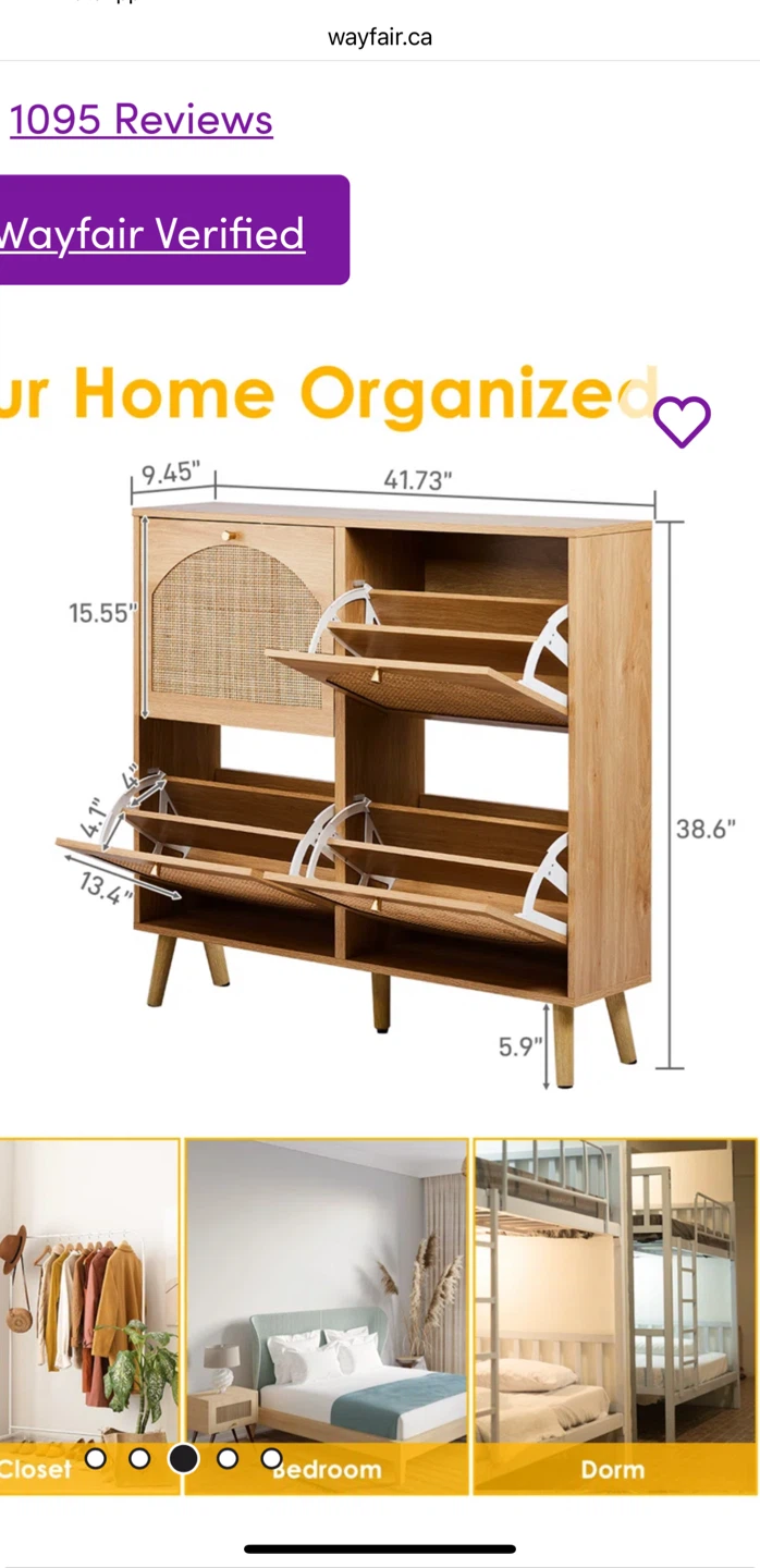 Wayfair Shoe Storage Cabinet - Natural Wood - photo 2