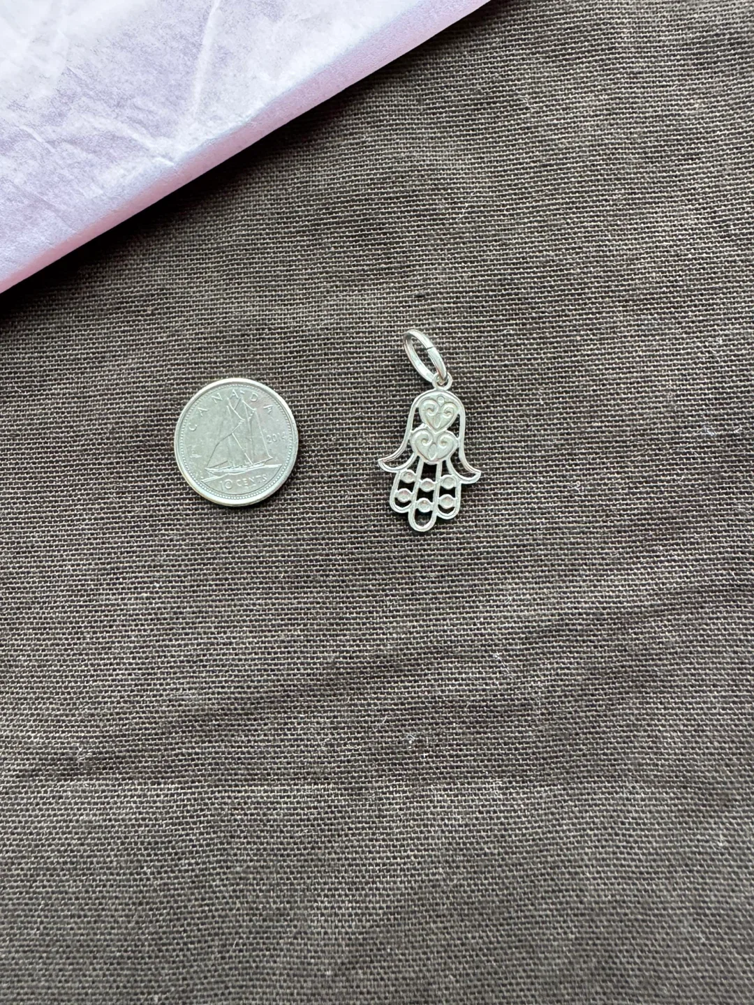 Silver Hamsa Hand Pendant with Turquoise Stone image indicator(3)