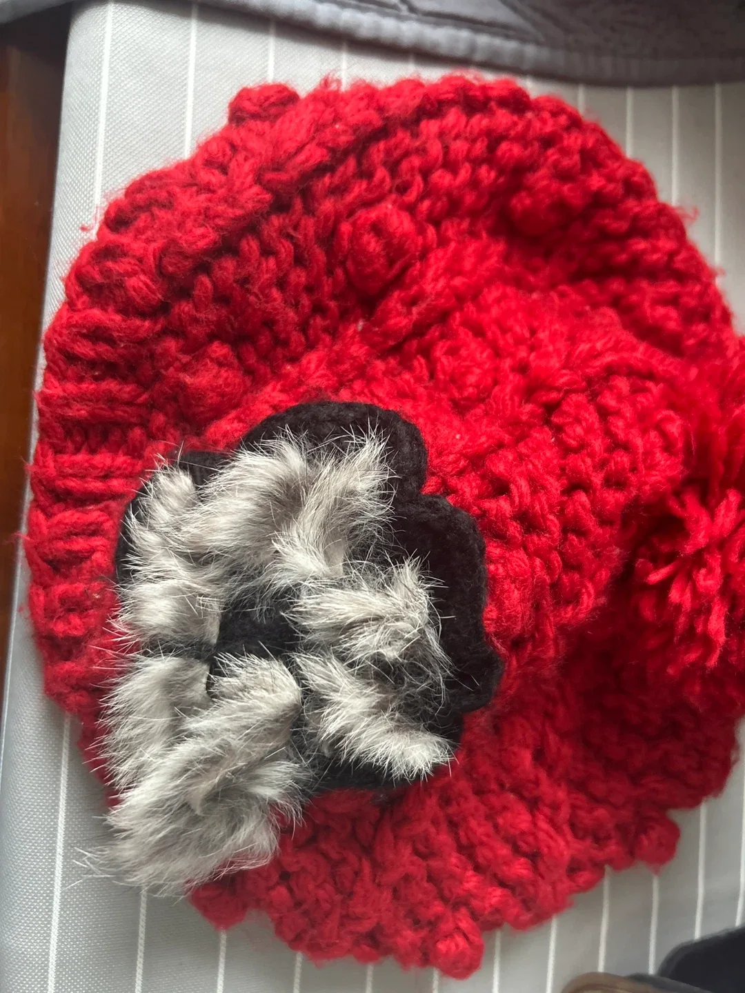 Red Knit Pom Pom Beanie thumbnail