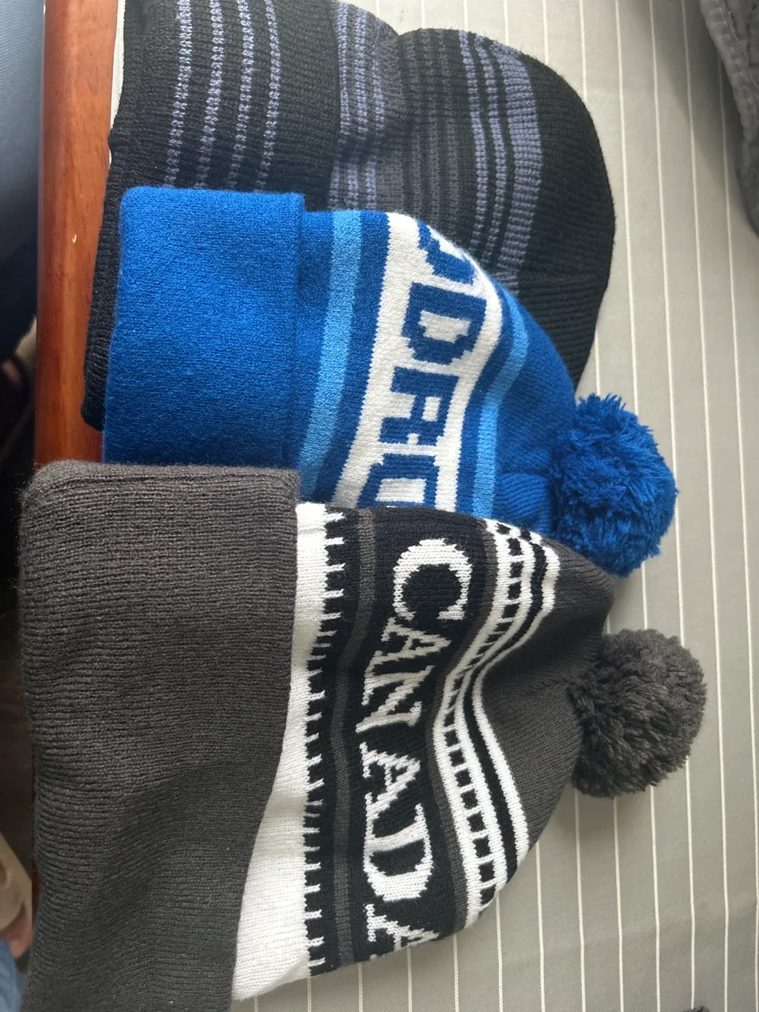 Canada Pom Pom Toque - Grey, White, Black thumbnail