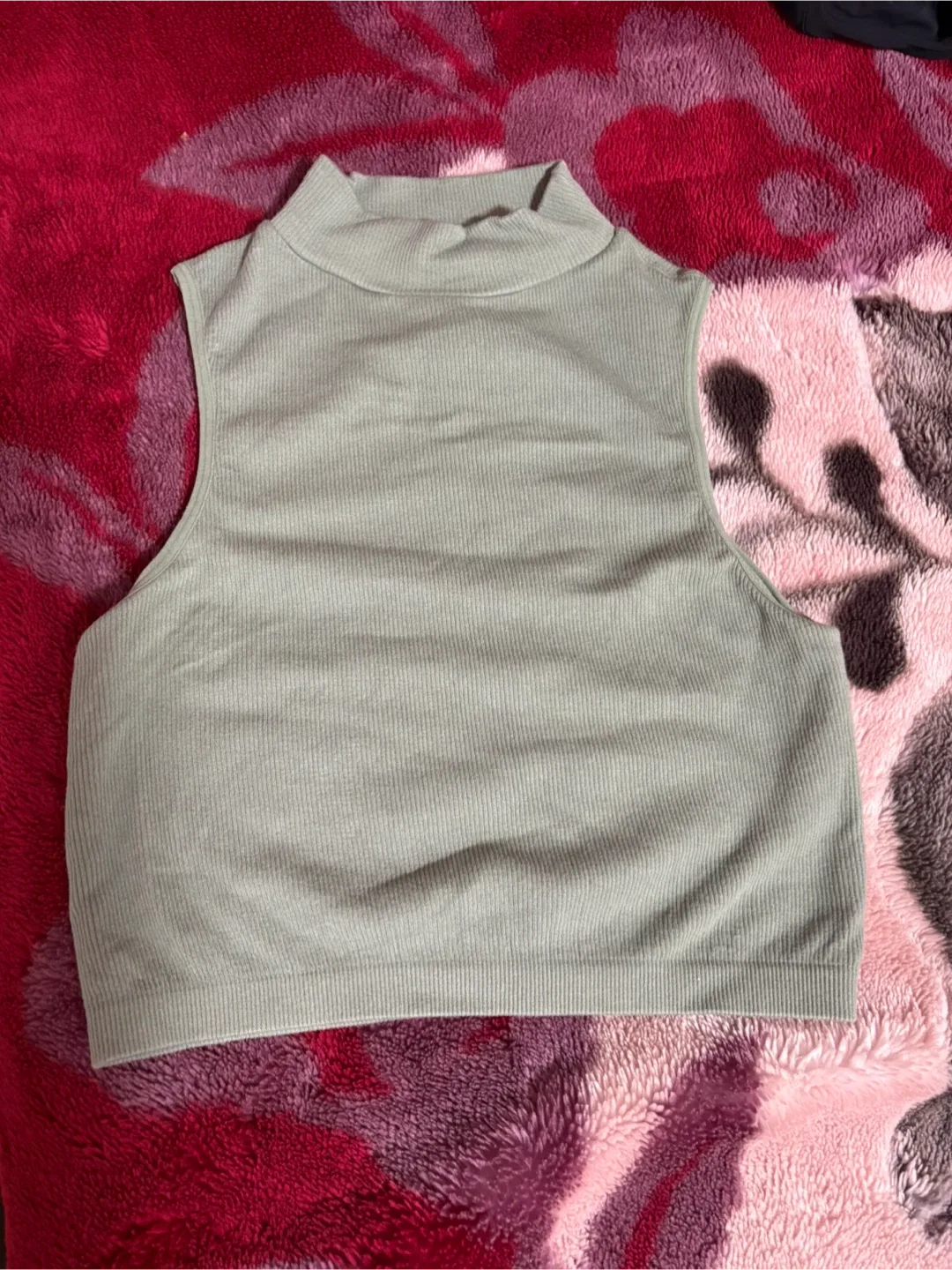 Sage Green Sleeveless Mock Neck Top thumbnail