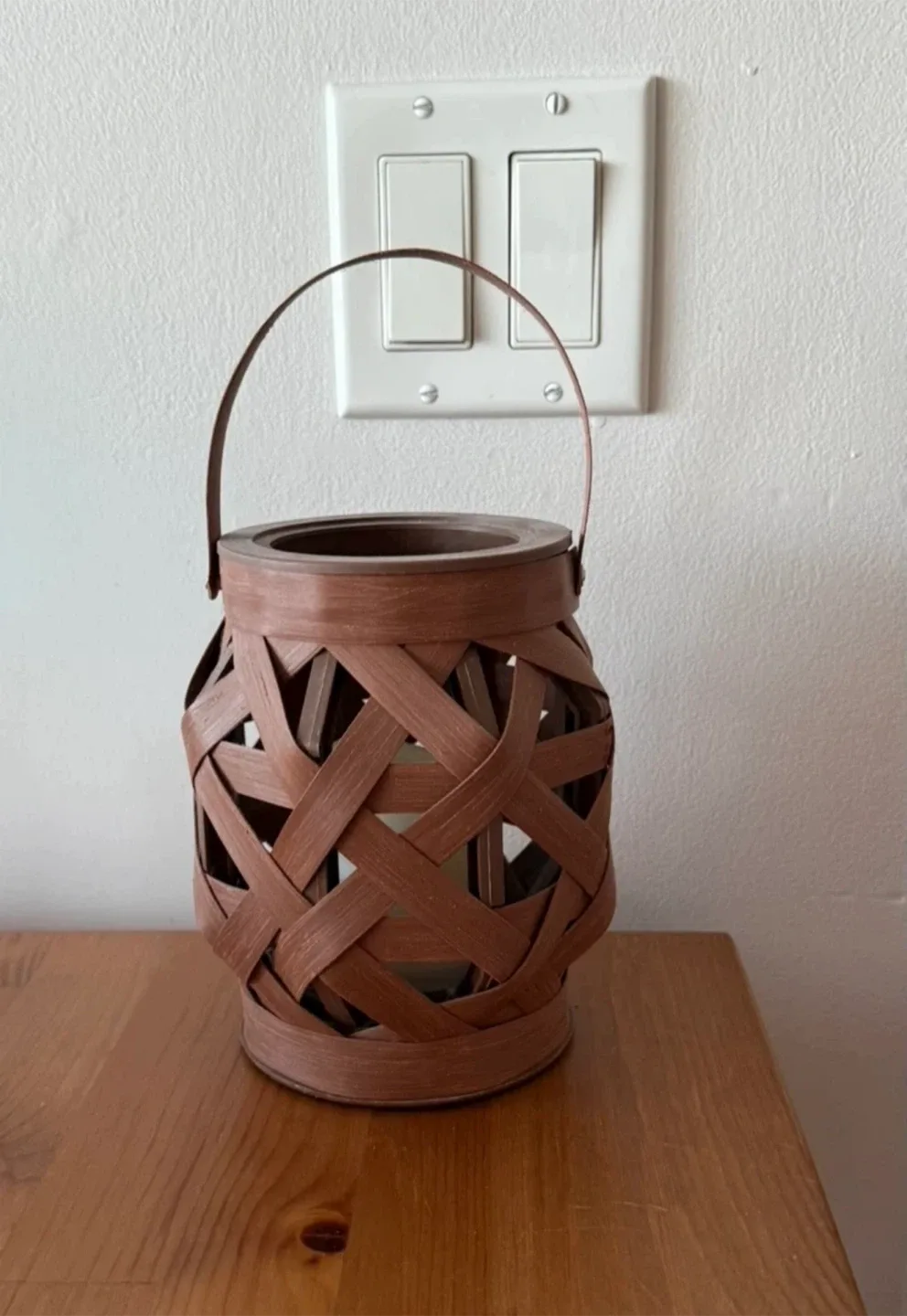 Brown Woven Lantern with Handle thumbnail
