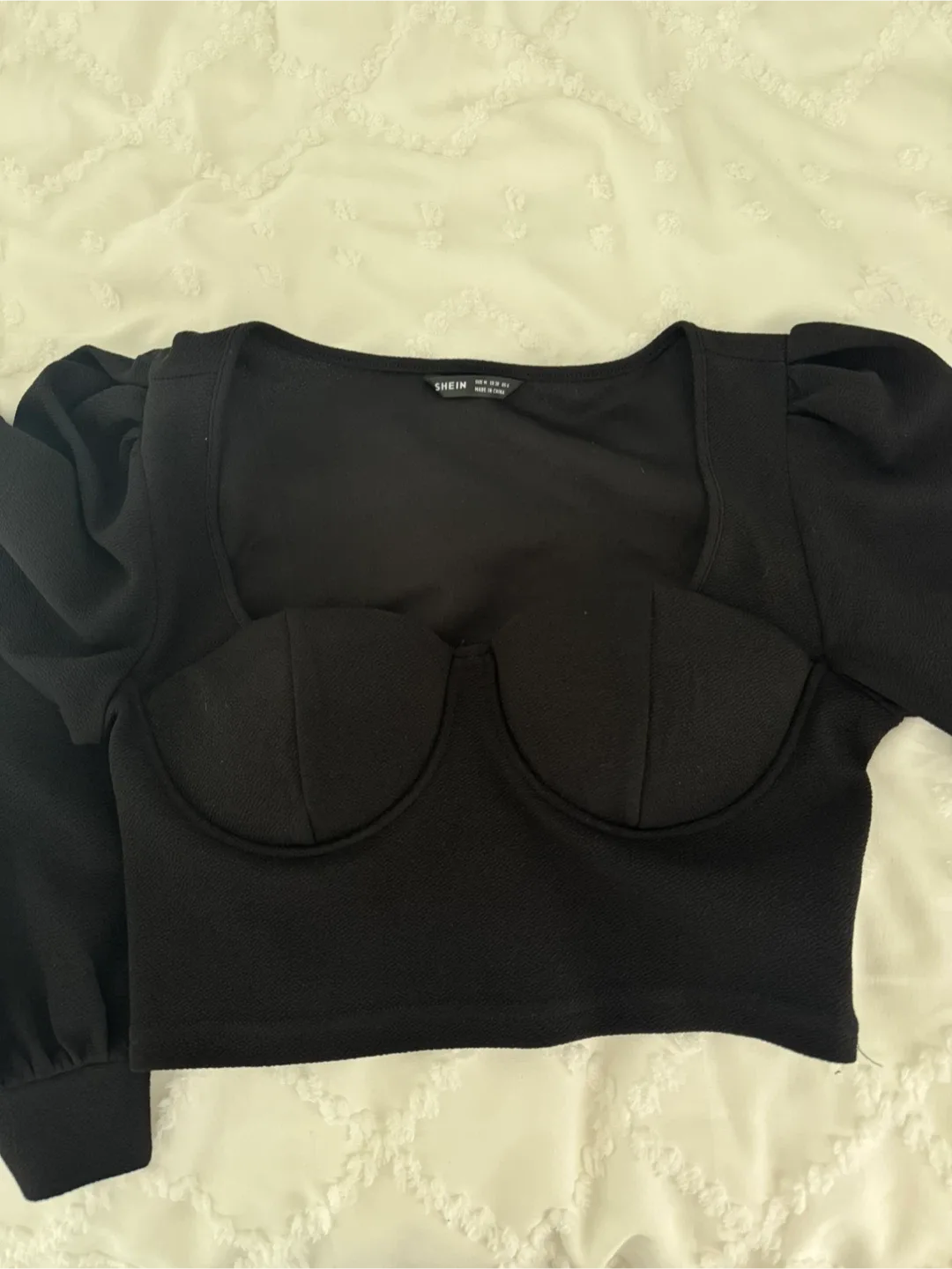 Shein Black Bustier Crop Top - Size M thumbnail