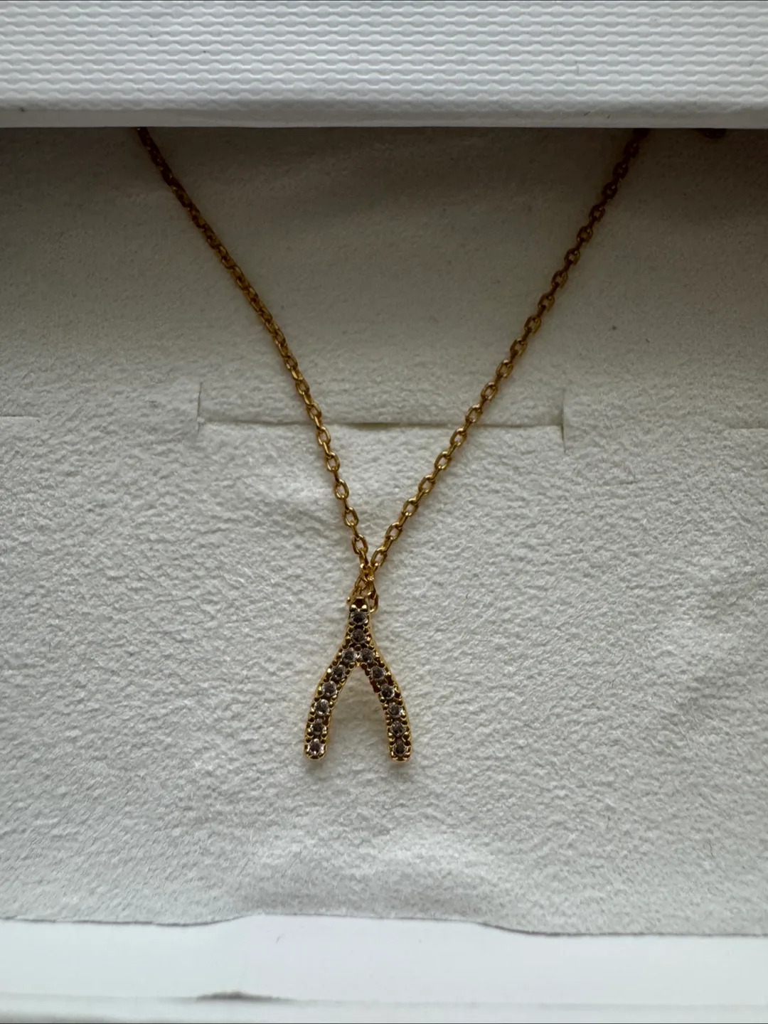 18k Gold Plated Astrid & Miyu Wishbone Necklace image indicator(2)