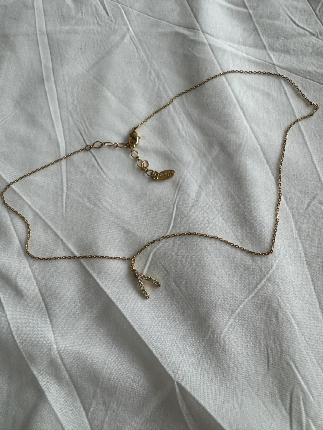 18k Gold Plated Astrid & Miyu Wishbone Necklace image indicator(3)