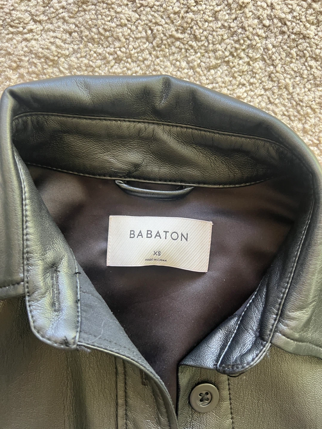 Babaton Black Faux Leather Shirt - Size XS - photo 3