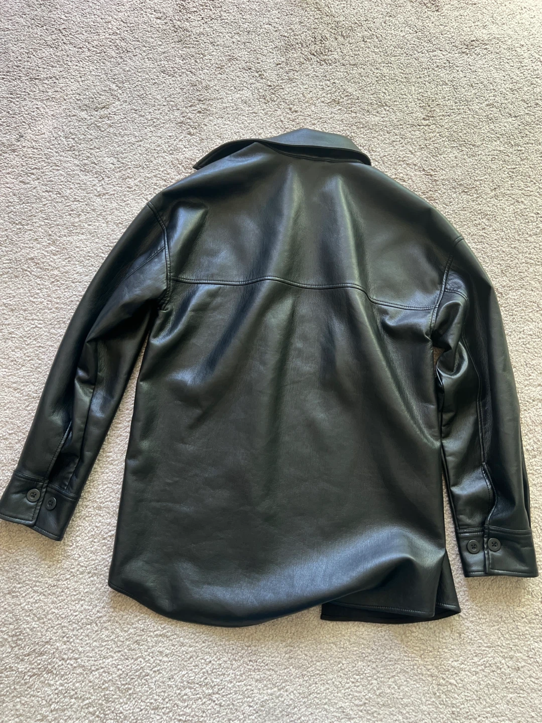 Babaton Black Faux Leather Shirt - Size XS - photo 4