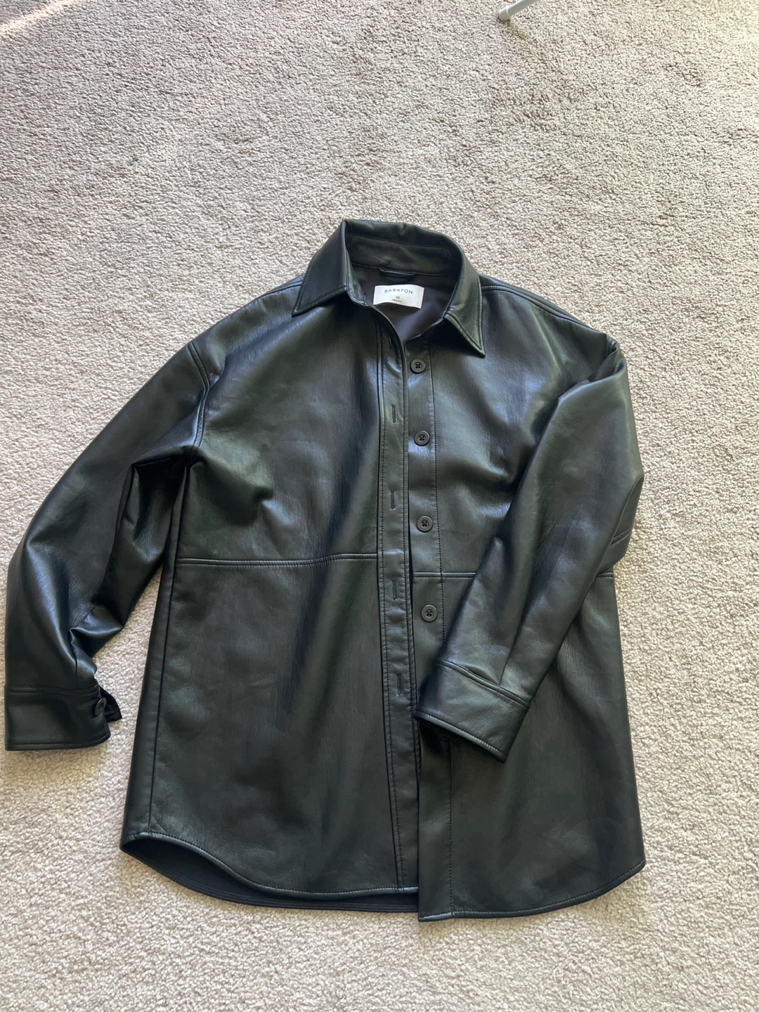Babaton Black Faux Leather Shirt - Size XS - photo 2