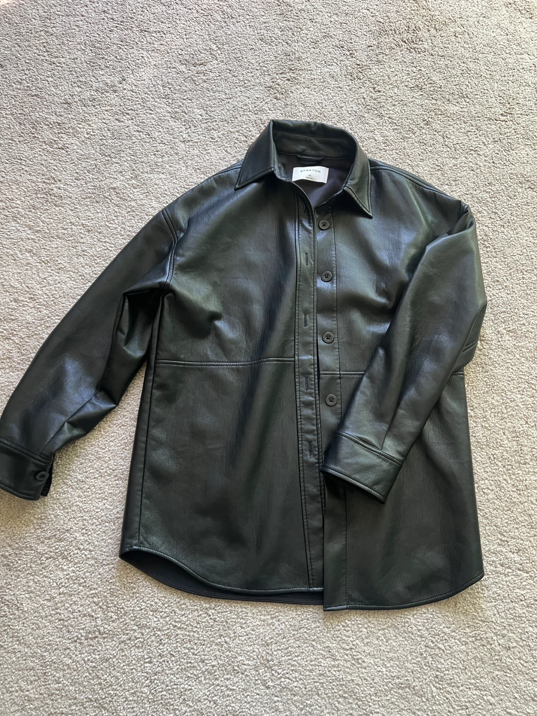 Babaton Black Faux Leather Shirt - Size XS