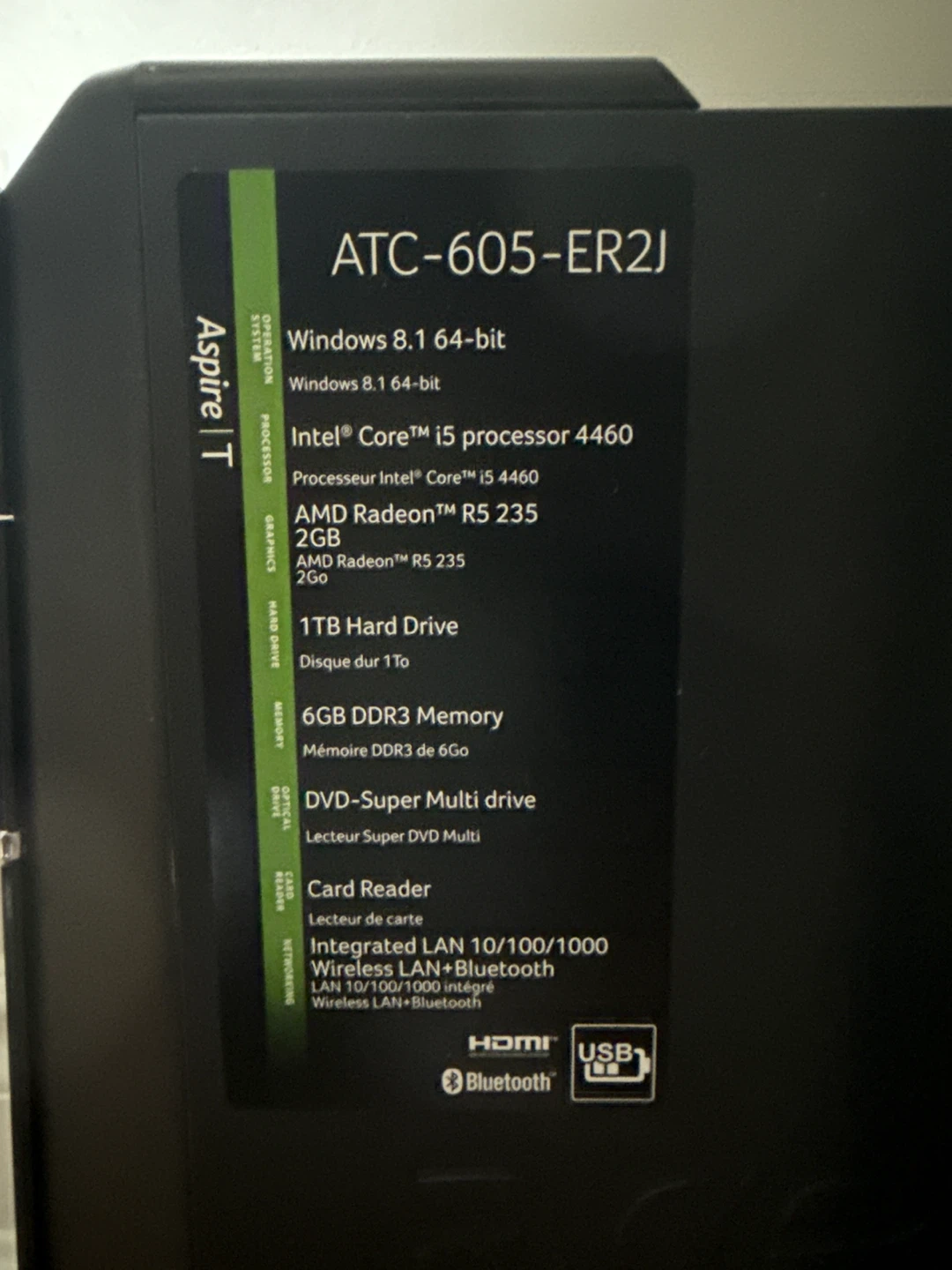 Dell Monitor, Acer Keyboard, Mouse, & Aspire T ATC-605-ER2J PC - photo 2