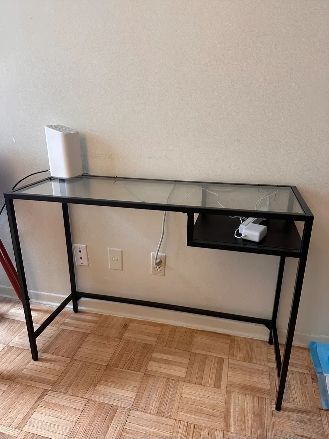 IKEA VITTSJÖ Black Metal & Glass Desk thumbnail