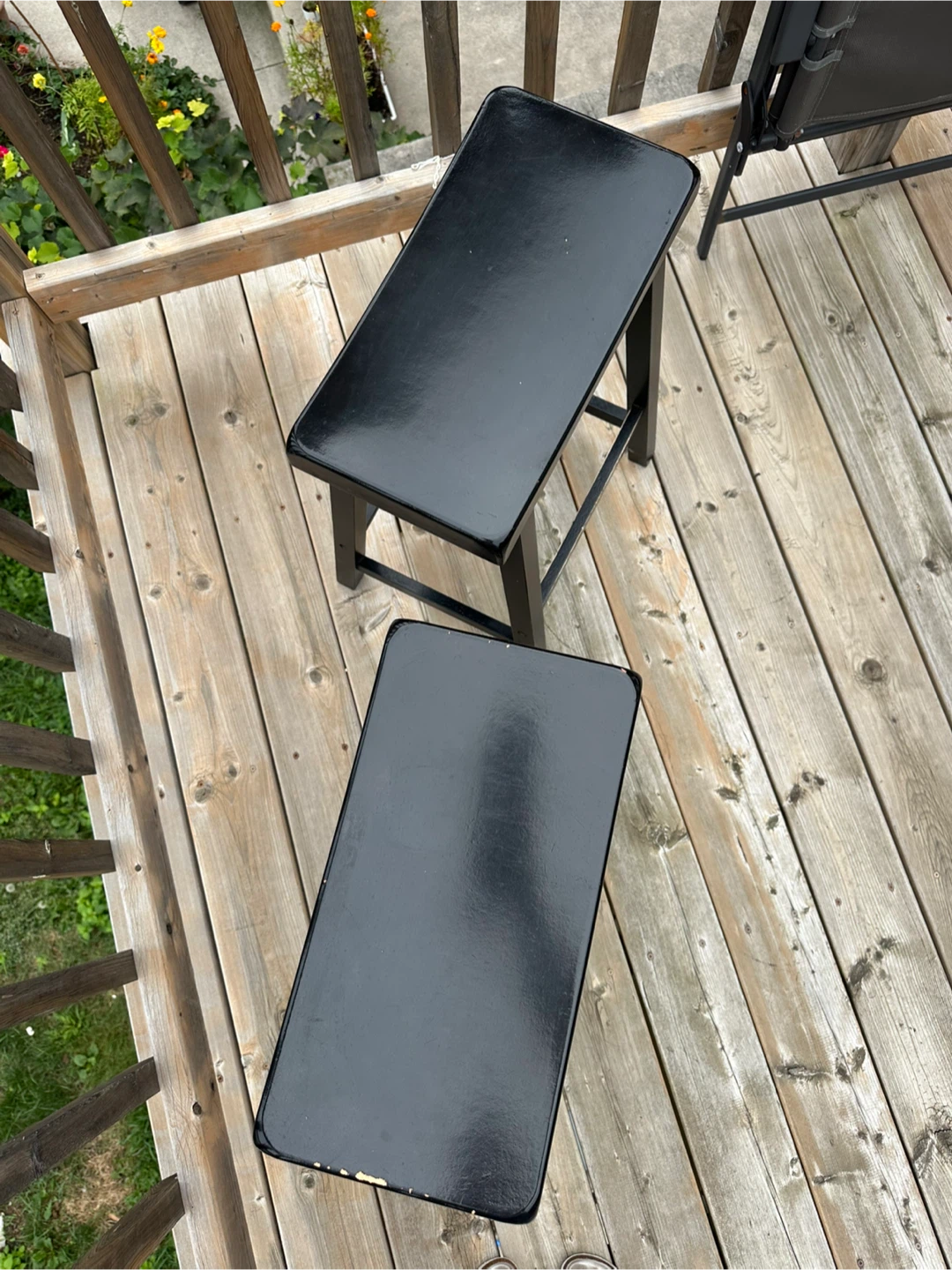 Set of 2 Black Wooden Stools - photo 2