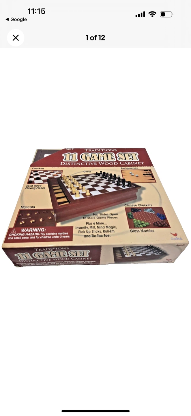 Traditions 11 Game Set Wood Cabinet