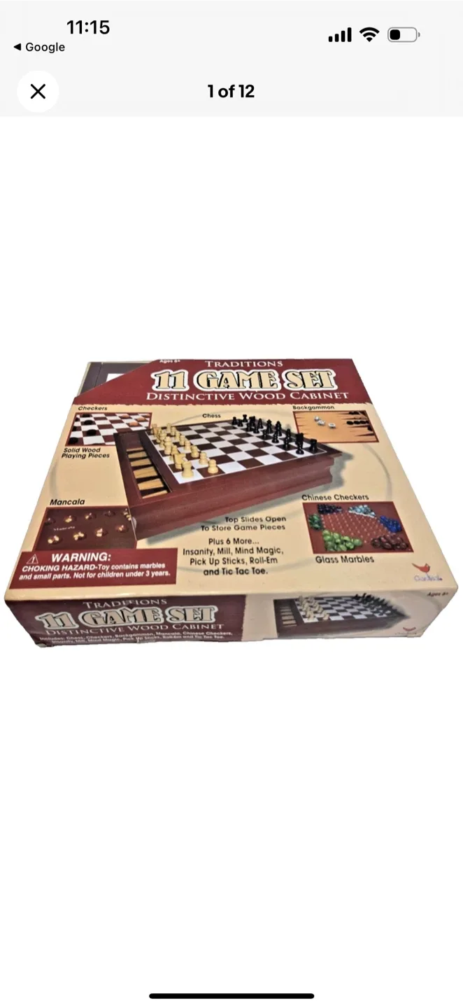 Traditions 11 Game Set Wood Cabinet thumbnail