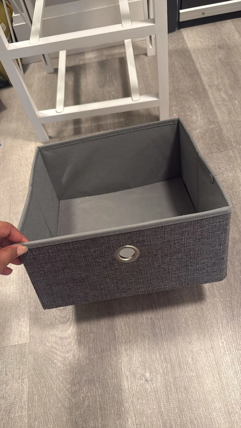 White Side Table with 3 Grey Fabric Drawers - photo 3