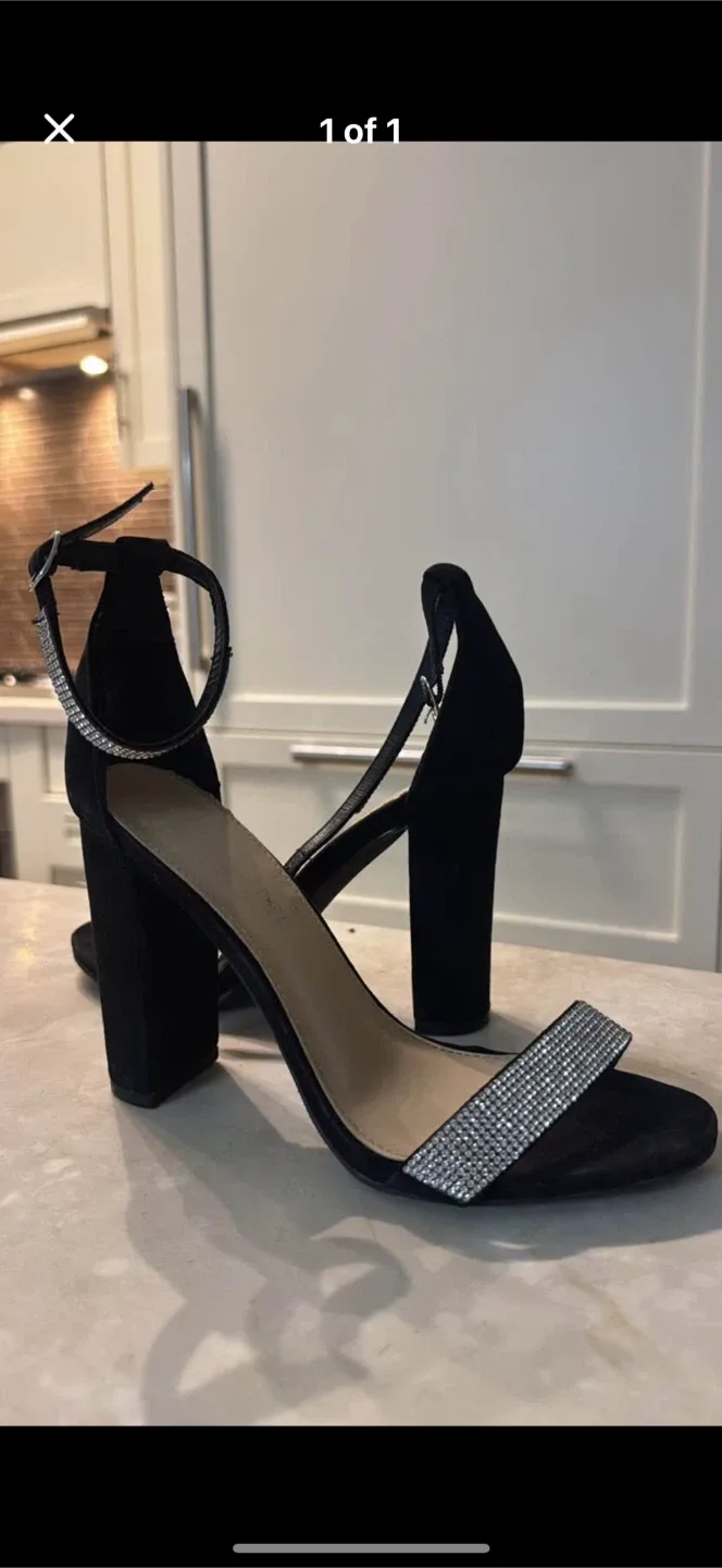 Black Heels with Rhinestone Detail size 6 thumbnail