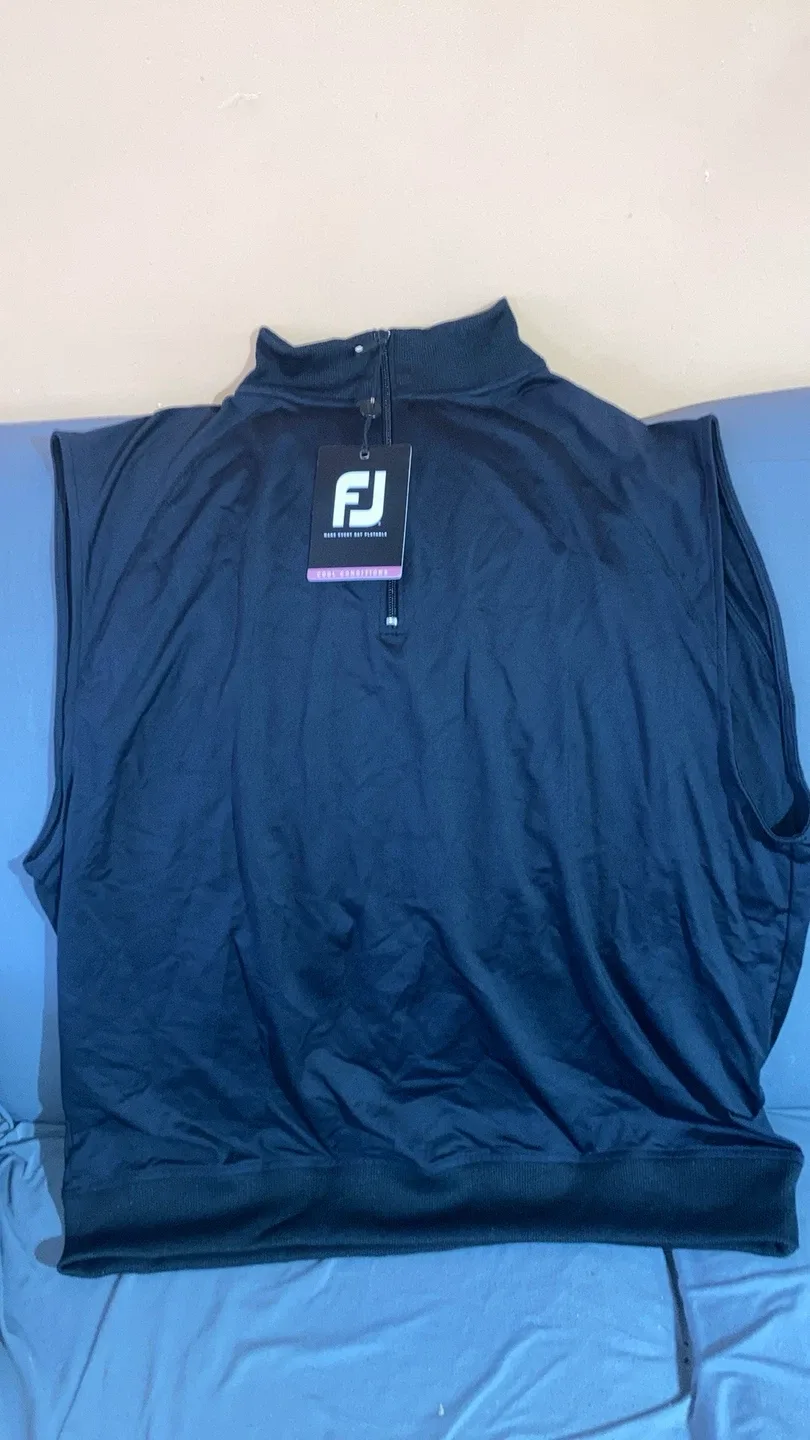 FootJoy Performance Half-Zip Pullover Vest - Black, Large thumbnail