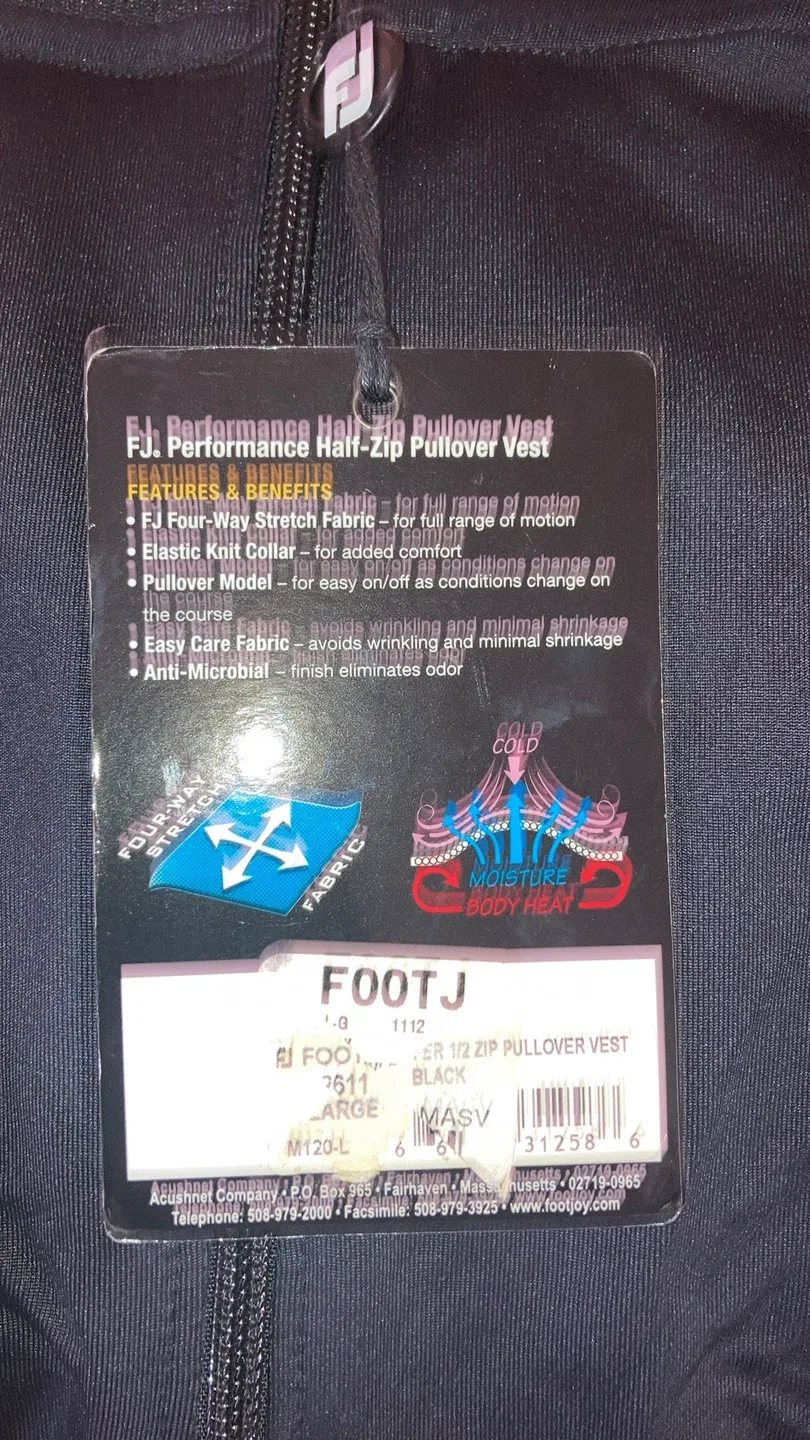 FootJoy Performance Half-Zip Pullover Vest - Black, Large image indicator(2)