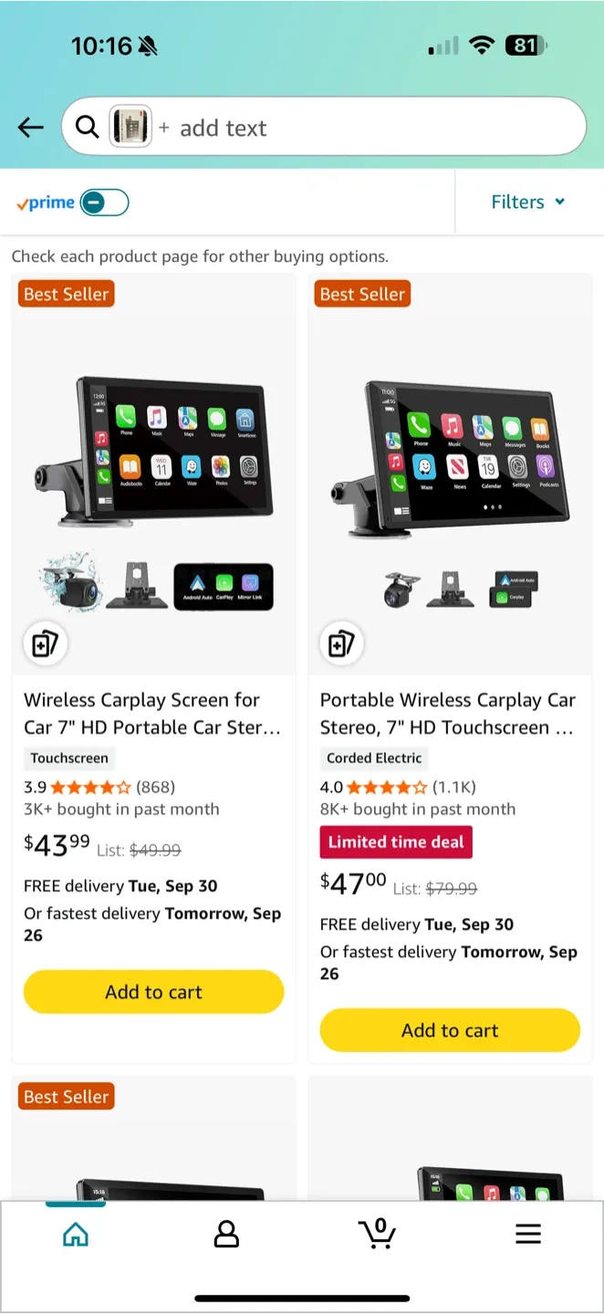 Wireless Carplay Screen Stereo 7" HD - New in Box! thumbnail