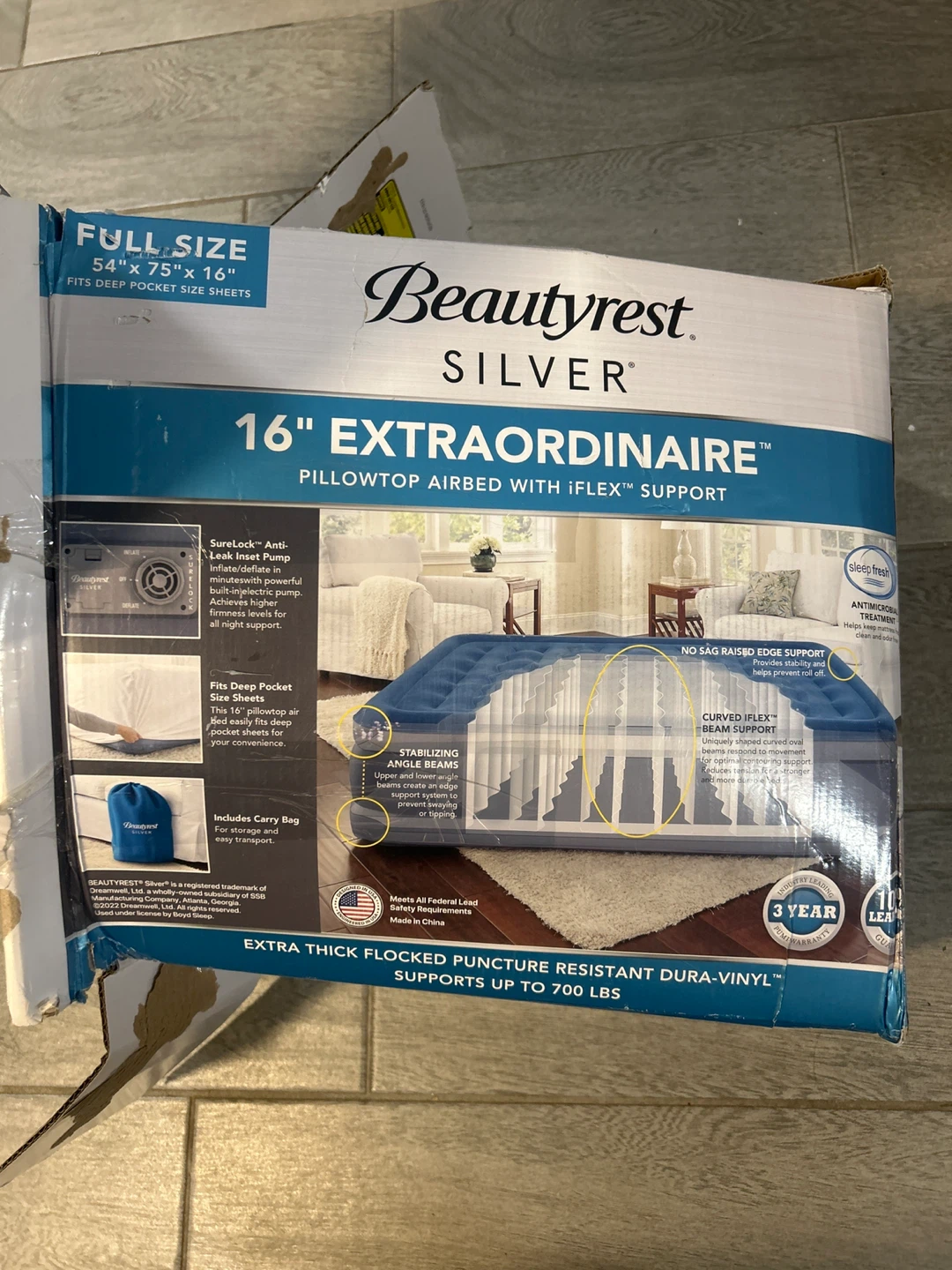 Beautyrest Silver 16" Full Size Air Mattress - New