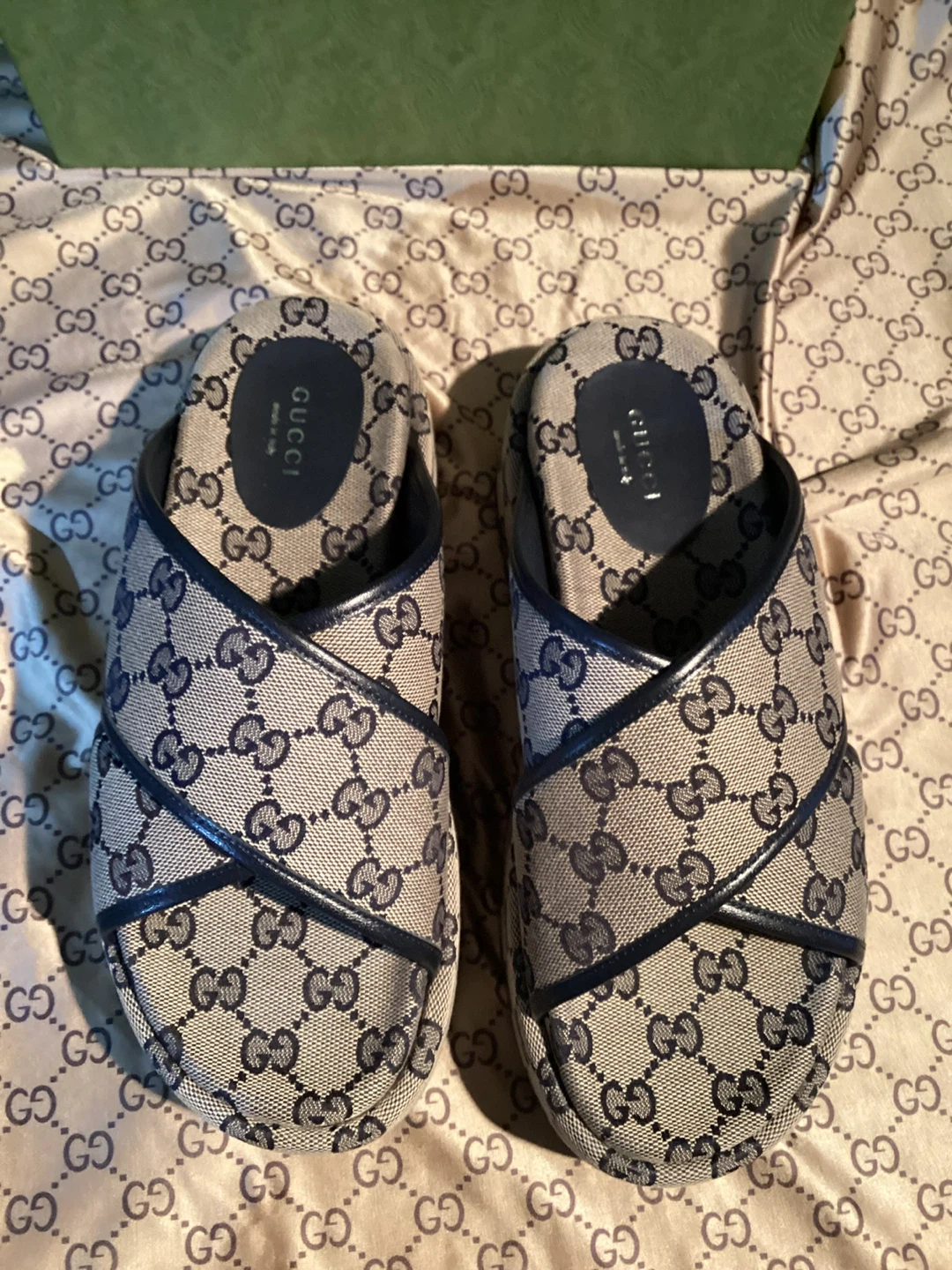 Gucci GG Canvas Platform Slides