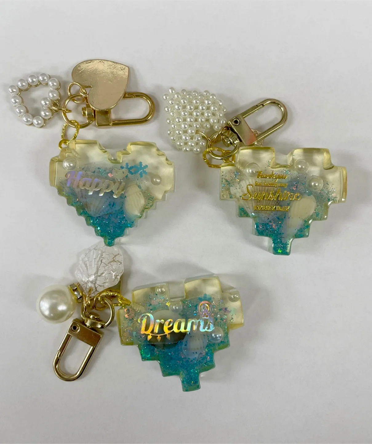 Handmade Heart Pixel Keychains 3 for$25