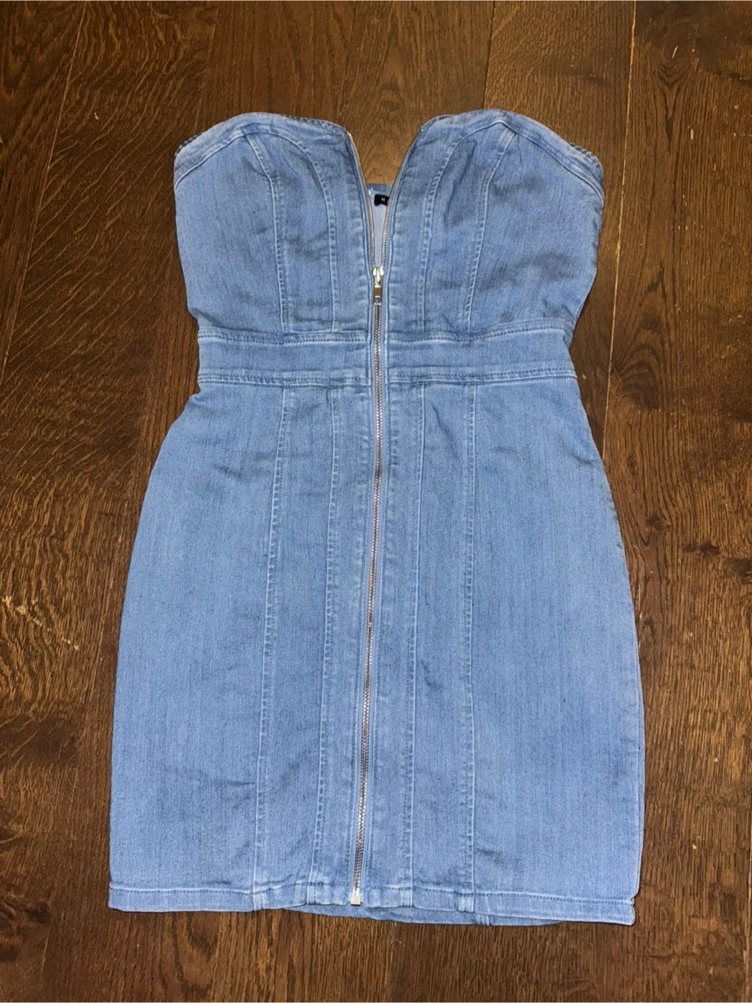 Haute mode Denim Strapless Mini Dress thumbnail