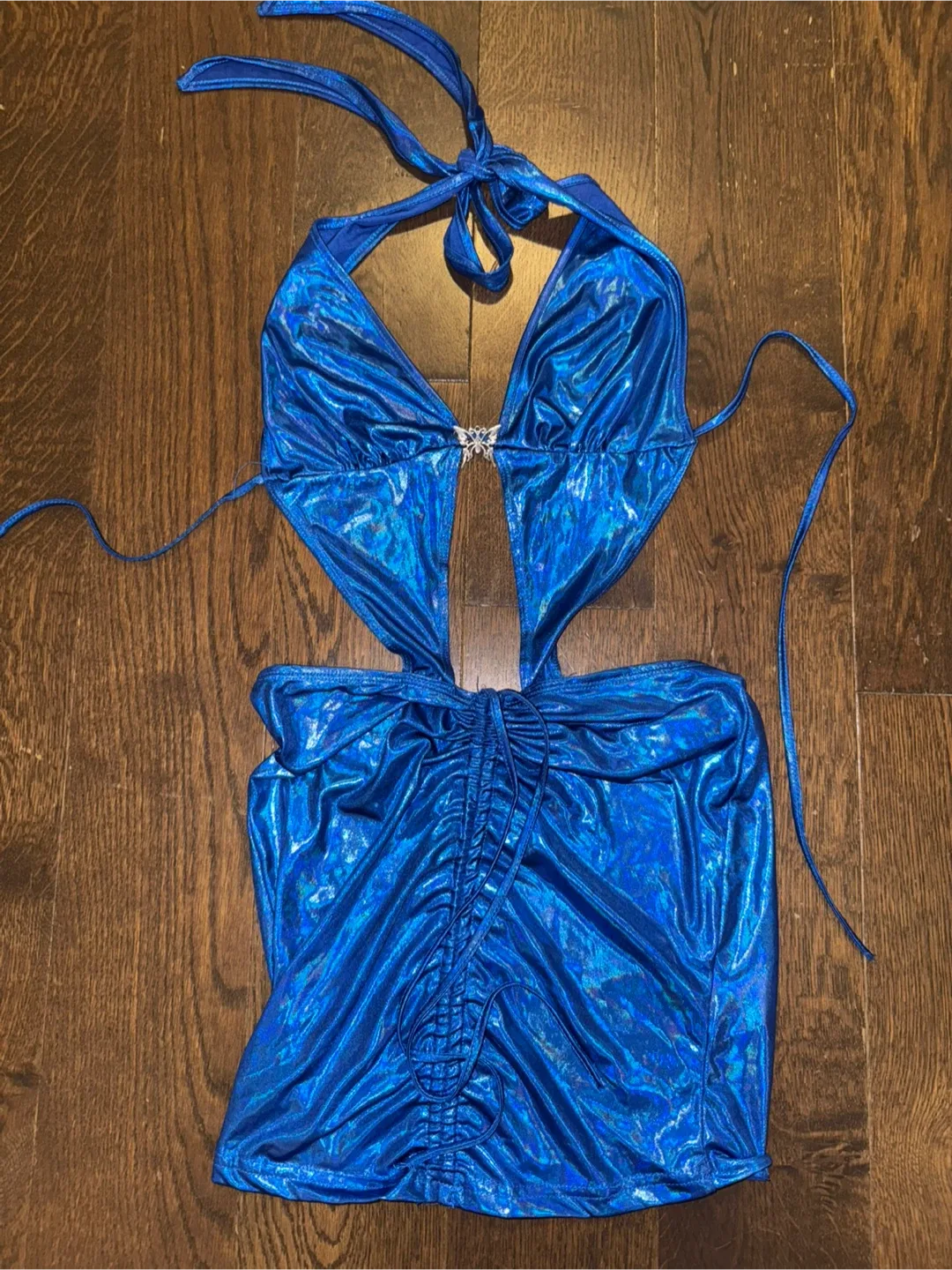 Blue Halter Cutout Mini Dress thumbnail