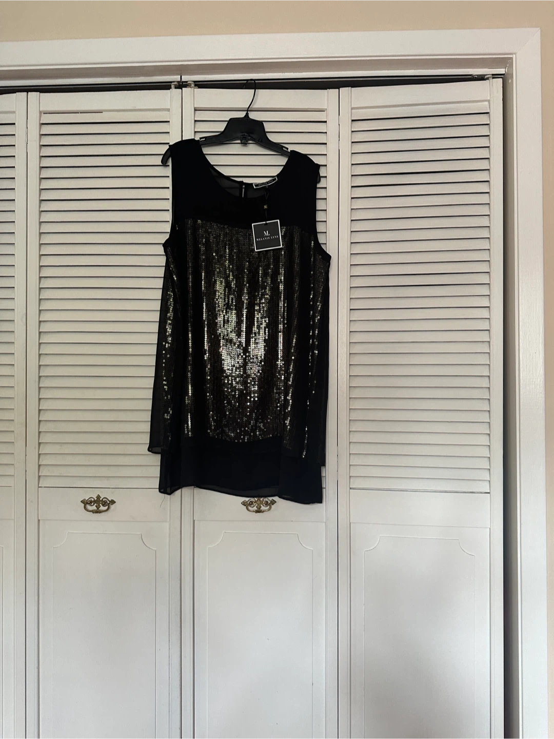 Melanie Lyne Black Sequin Tank Top
