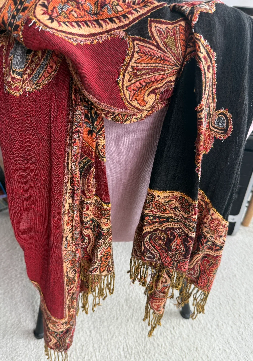 Paisley Scarf - Red, Orange, Black image indicator(2)