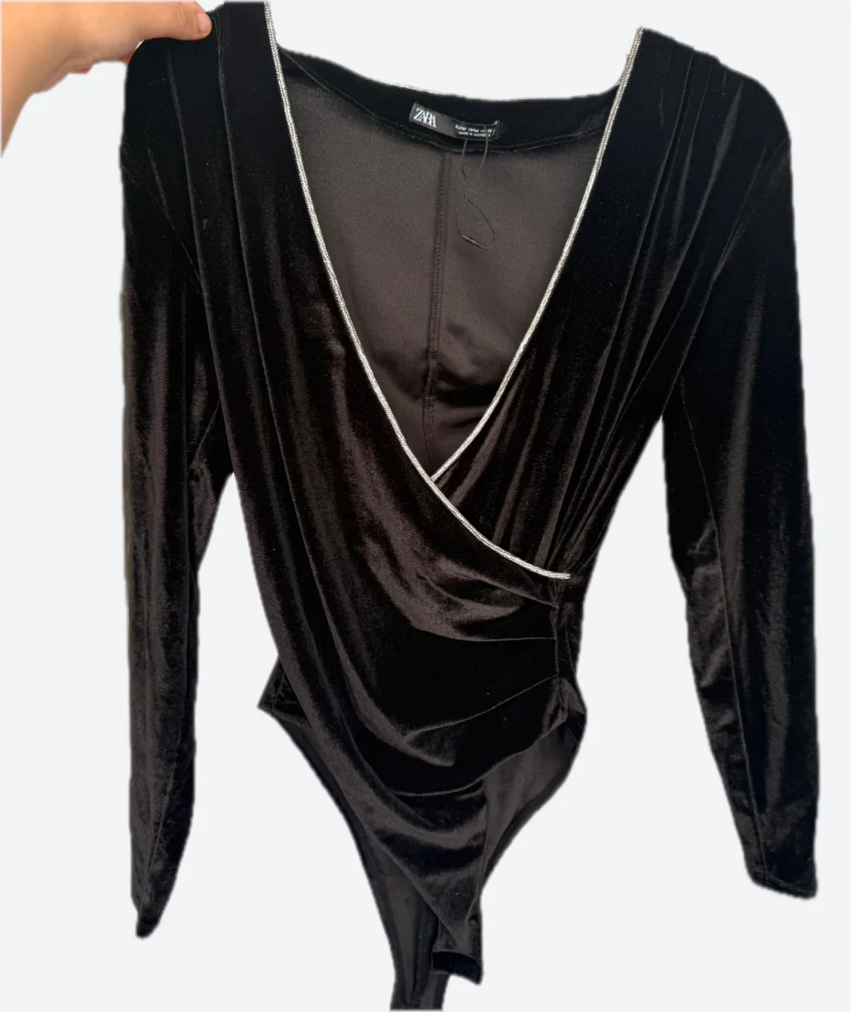 Zara Black Velvet Bodysuit thumbnail
