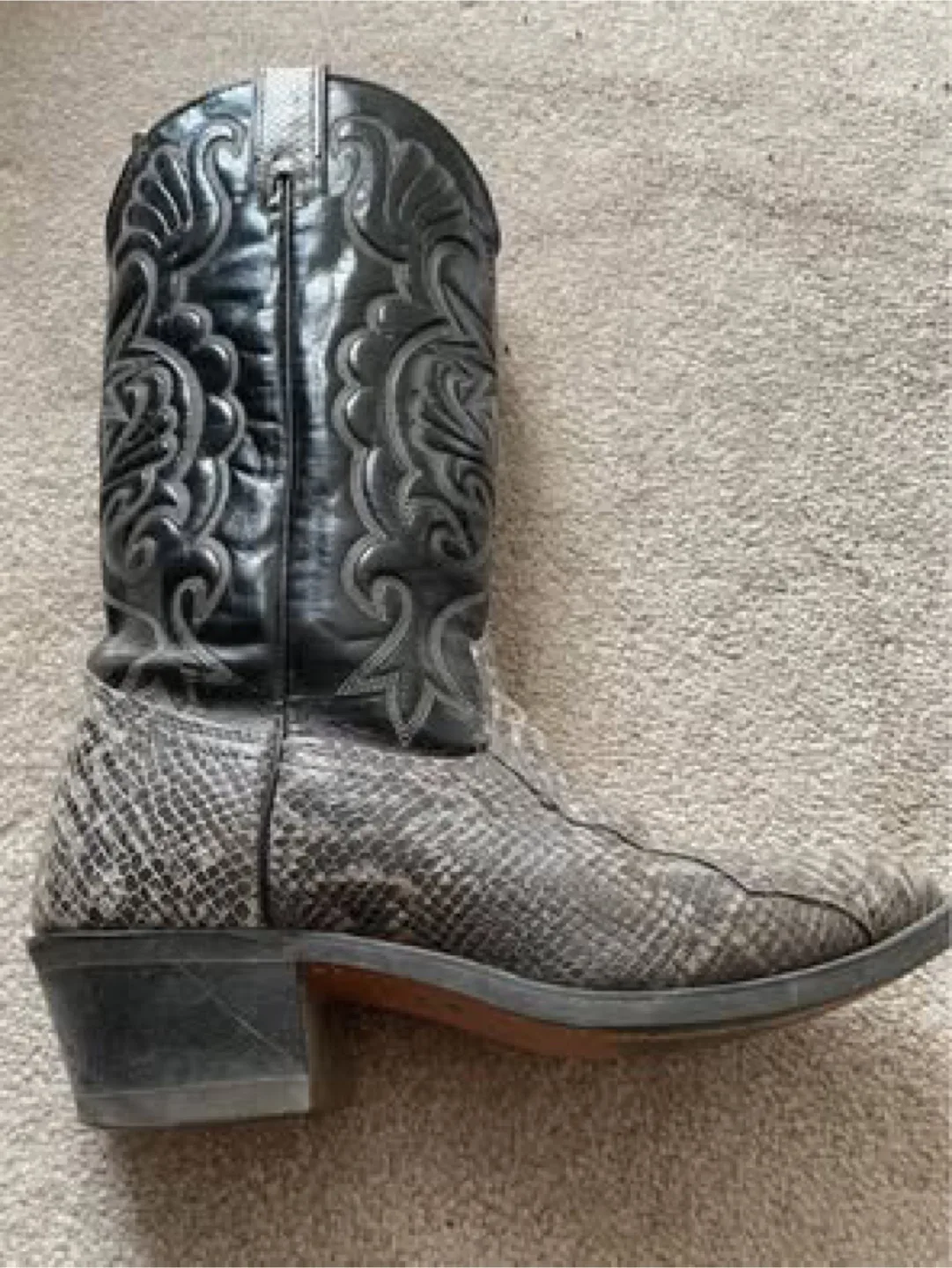 Justin Black & Grey Snakeskin Cowboy Boots image indicator(2)